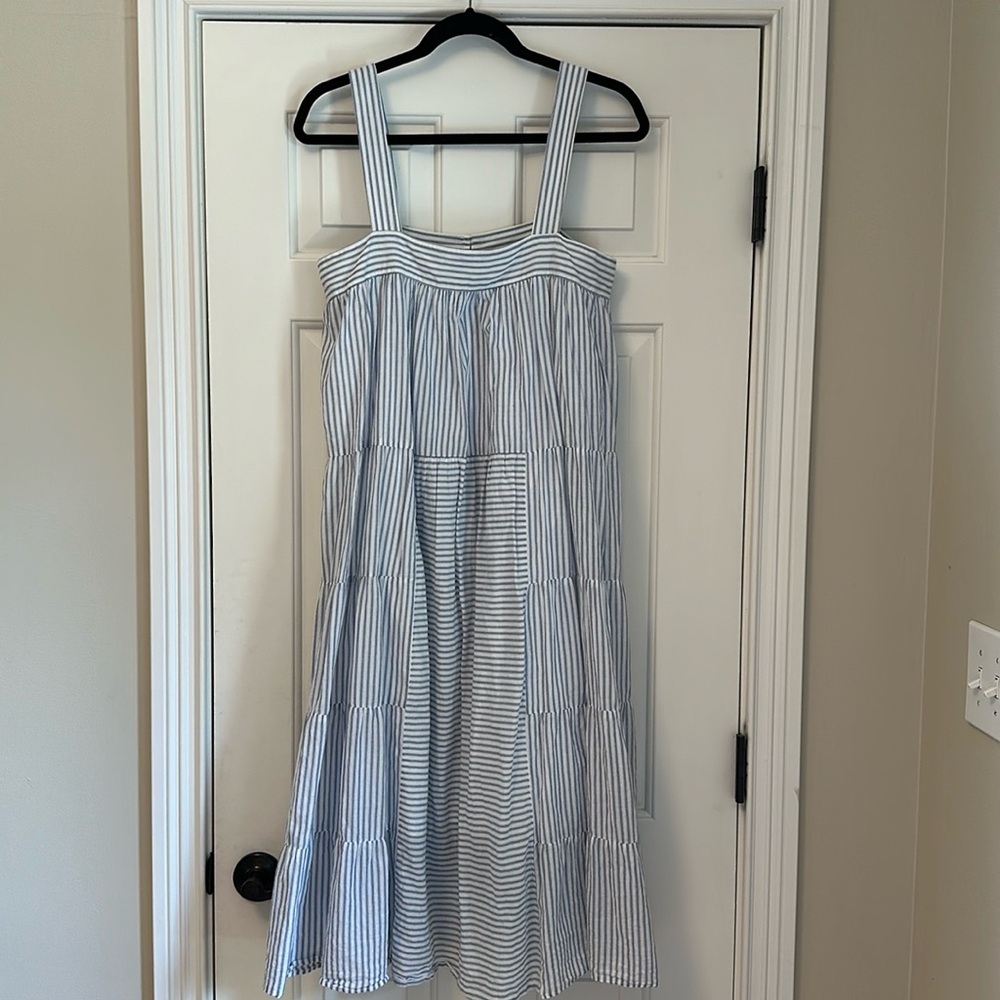 Xirena Striped Midi Dress Blue and White Size S